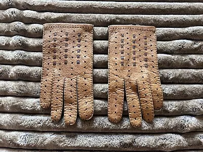 Vintage Mens Gloves Leather Brown Handmade • $14.97