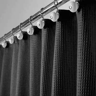 MDesign Waffle Weave Shower Curtain - Black 72  X 72  • £12.49