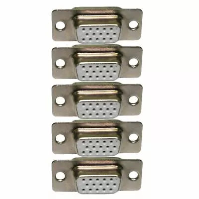 SVGA VGA 15 Pin HD15 D Sub Female Solder Type Connector Chassis Adaptor 5 PACK • £4.82