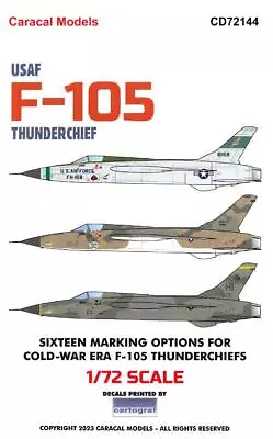 Caracal Decals 1/72 REPUBLIC F-105B/D THUNDERCHIEF Cold War Era Fighter • $14.50