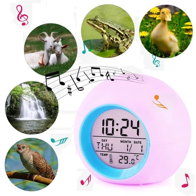 $22.85 • Buy Ball Night Light Round 7Colors LED Alarm Clock  Multifunction Snooz  Table Clock