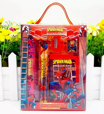 Kids Marvel Spiderman 6Pcs Stationary Set Pencil Case Rubber School Gift UK NEW • £4.66