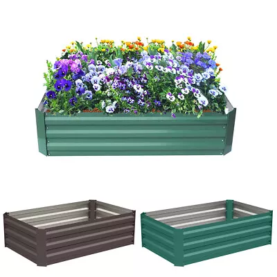 Garden Raised Bed Galvanised Steel Outdoor Planter Pot Vegetable Flower Herb Box • £29.95