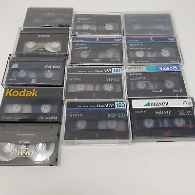 13 Used Video 8 Movie Cassettes SONY TDK Maxell Kodak 60 And 120 Minute • $24.77