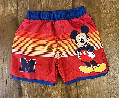 Disney Baby Mickey Mouse Boys Swim Trunks 18 Mo Swimming Suit Shorts Lined Blue • $5.99