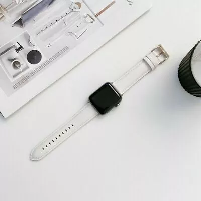 $18.99 • Buy Genuine Leather Apple Watch Band Strap IWatch Series 7 SE 6 5 4 3 2 45/44 41/40