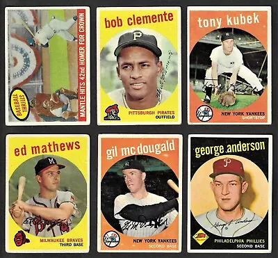 1959 Topps Baseball:  Off Grade  Choose Your Card (#6 To #567) • $1.75