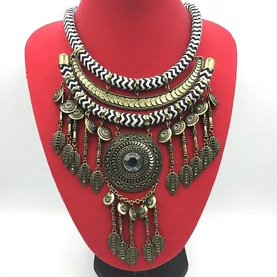 £12 • Buy Statement Grecian Style Bronze Tone Bib Necklace, Retro, Vintage Style, Party