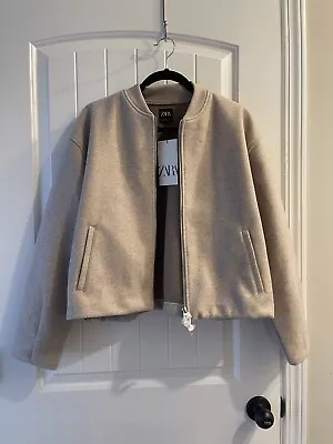 ZARA NEW WOMAN SS24 Beige SOFT BOMBER JACKET WITH STOPPERS REF: 2712/641/052 • $50