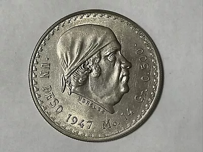 1947-Mo *MEXICO SILVER PESO* AUNC (50% SILVER) ~NR~ #570 • $0.99