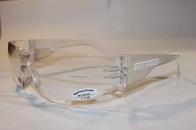 SAFE-T-MAGS  Bifocal Clear Safety Glasses Shatterproof UV100 Workwear  +2.00 • $17.50