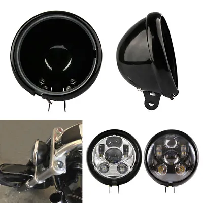 5.75  Black Motorcycle Headlight Cover Housing Holder Bucket For Harley Dyna • $22.50