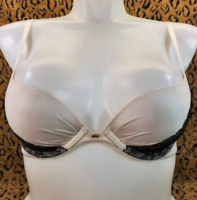 Victoria's Secret 32B Sheer Pearl White Floral Padded Fabulous Plunge Bra Sexy • $4.99