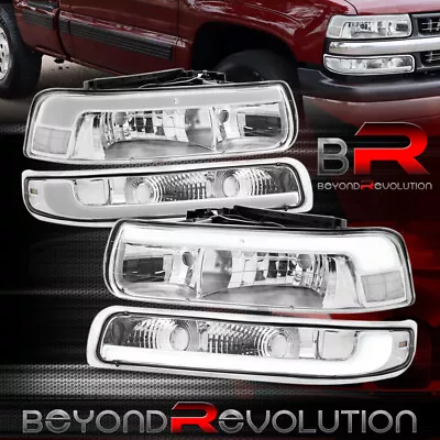 For 1999-2002 Silverado 1500 2500 HD 3500 Clear LED DRL Headlight + Signal Lamp • $136.99