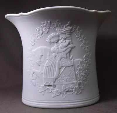 Kaiser White Porcelain Matte Bisque Vase King And Queen On Horse Vintage • $170
