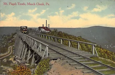 C.'13Early Color Printing Mt Pisgah Trestle  Mauch Chunk PA  Old Postcard • $9.95