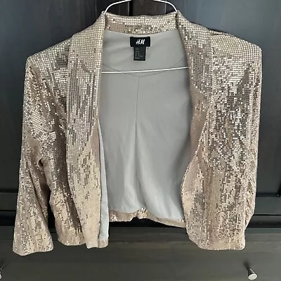 H&m Gold Sequin Jacket Size Medium-excellent Condition • $9