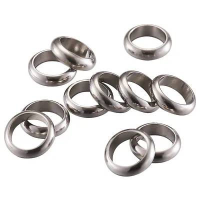 100pcs 304 Stainless Steel Metal Beads Ring Smooth Loose Spacer Large Hole 7x2mm • $8.22