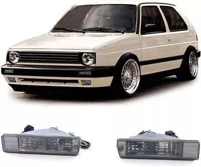 Smoked Front Big Wide Bumper Indicators Turn Signals For VW GOLF 2 Jetta MK2 • $25.67