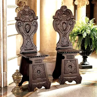 ORNATE Hand-carved Solid Mahogany 16th Century Antique Replica Tuscan Renissance • $507.51