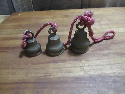 Vintage Etched Brass Bells Of Sarna India - Set Of Three (3) • $7.99