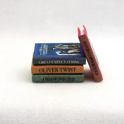 CHARLES DICKENS Set 4 -1:12 Scale Miniature Readable Illustrated Books • $17.85