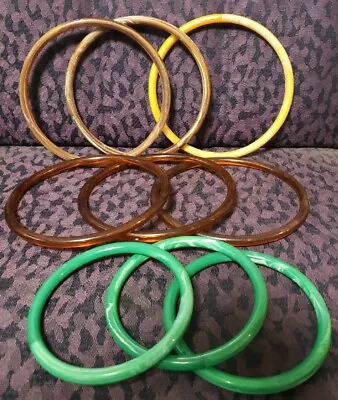 Variety Lot Of  9 Vintage Round Marbella Marble Plastic Rings Macrame Crafts NOS • $18