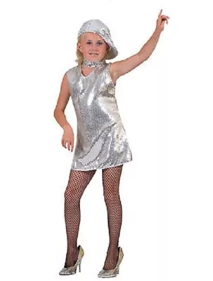 $30.95 • Buy Disco Dress Silver Child Costume 70s Dance Retro Theme Party Halloween