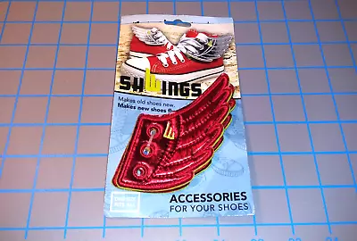 New On Card Shwings Shoe Accessories RED Shiney Wings - Ships Quick • $12.95