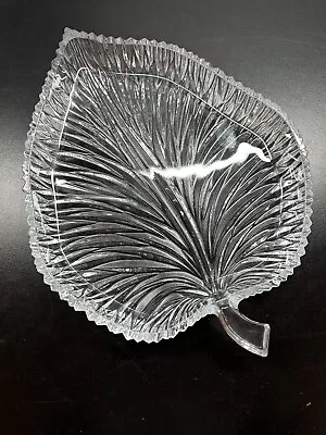 Leaf Crystal Serving Tray Platter   11.5” Mikasa Glass With Stem • $14.89