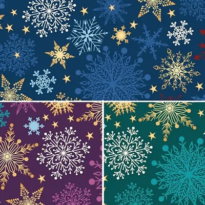 £1.50 • Buy 100% Cotton Fabric Contemporary Christmas Xmas Snowflakes Festive 145cm Wide