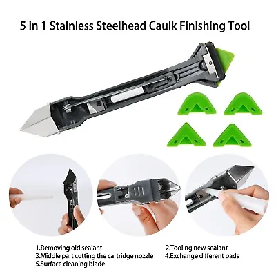 £5.99 • Buy 5 In 1 Caulking Tool Kit -Sealant Finishing Tool Stainless Head- Silicone Remove