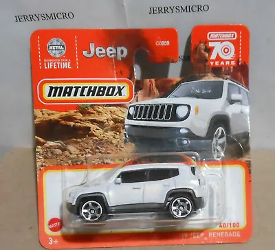 Matchbox Mountain Series '19 Jeep Renegade In White On The Short Card  #40/100 • $2.30