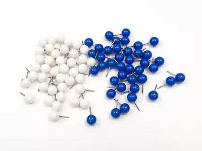 New 80 Round Push Pins 40 White & 40 Blue 3/8  Diameter Map • $7.49