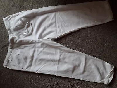 M&S White Peg Linen Pants 14s • £1