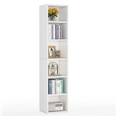 Tribesigns Tall Narrow Bookcase 6-Tier Wood Storage Cubes Freestanding Bookshelf • £76.98