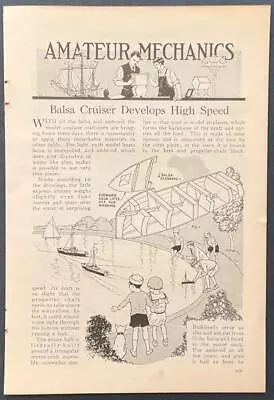15” Express Cruiser 1929 HowTo Build PLANS Rubber Powered Model Boat • $10.89