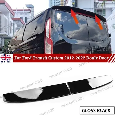 For Ford Transit Custom 2012-2020 Gloss Black Rear Twin Barn Door Roof Spoiler • £49.93