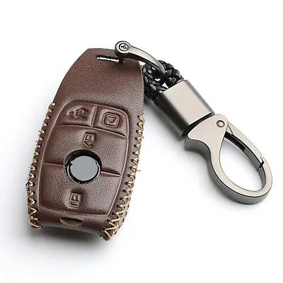 Brown Leather For Mercedes-Benz A B C E S G-Class 4 Buttons Key Fob Cover Case • $10.49