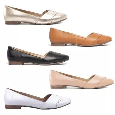 Hush Puppies MARLEY Womens Comfortable Leather Slip On Ballerina Shoes • £50.99