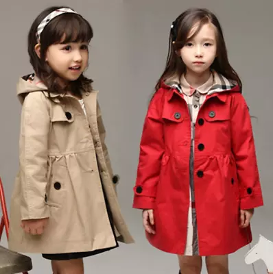 Children Baby Girls Hooded Fashion Trench Coat Windbreaker Jacket Outwear Tops • £8.66