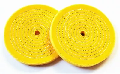 2 Ptc 8  Sewn Buffing Wheel Pad Stiff Firm 5/8  Arbor Bench Grinder Polish #4158 • $21.99