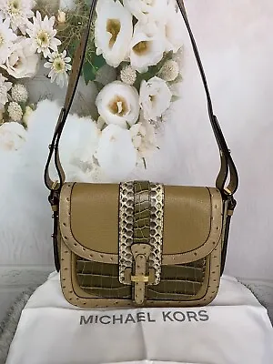 Michael Kors Gia Saddle Bag Embossed Leather Authentic Gorgeous NWTS MSRP $895 • $449