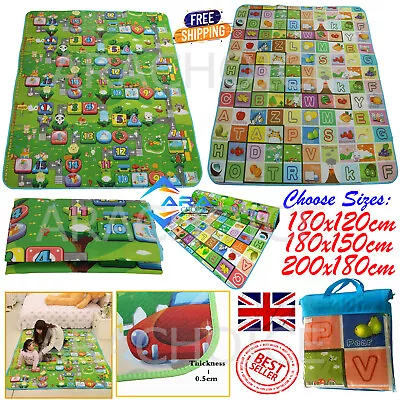 Kids Crawling 2 Sided Play Mat Educational Game Soft Foam Picnic Baby All Sizes • £9.95