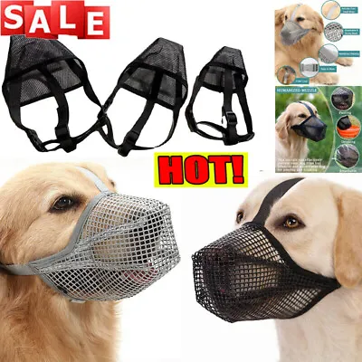 Breathable Dog Muzzle Anti-lick Anti-Biting Pet Mouth Cover Mesh Chewing Licking • £4.13