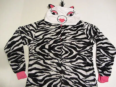 NEW Women's 3 D One-Piece Hooded Pajama Costume Union Suit SZ L XL Zebra • £19.65