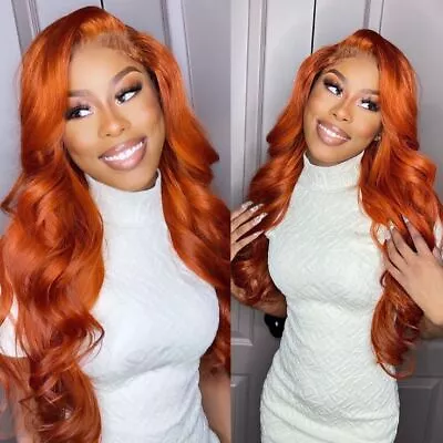 Long Orange Red Cosplay Wigs Synthetic Body Wave Wig No Lace Heat Resistant Sexy • $16.14