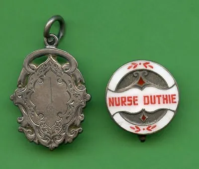 Hallmarked Silver  Nursing Badge & Castle Kennedy Sports Medal   To Nurse Duthie • £70