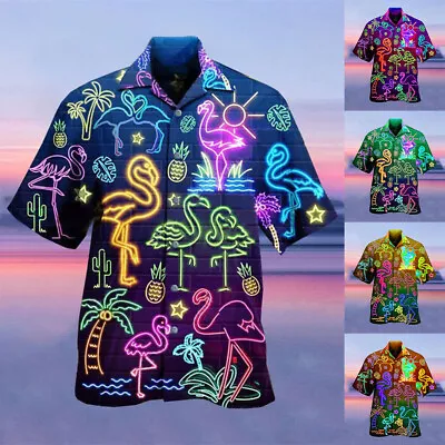 Mens Hawaiian Shirt Stag Beach Hawaii Aloha Party Summer Holiday Fancy Tops Size • £10.79