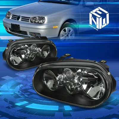 $103.95 • Buy For 99-06 VW Cabrio Golf Black Housing Clear Lens Headlight Lamps Replacement